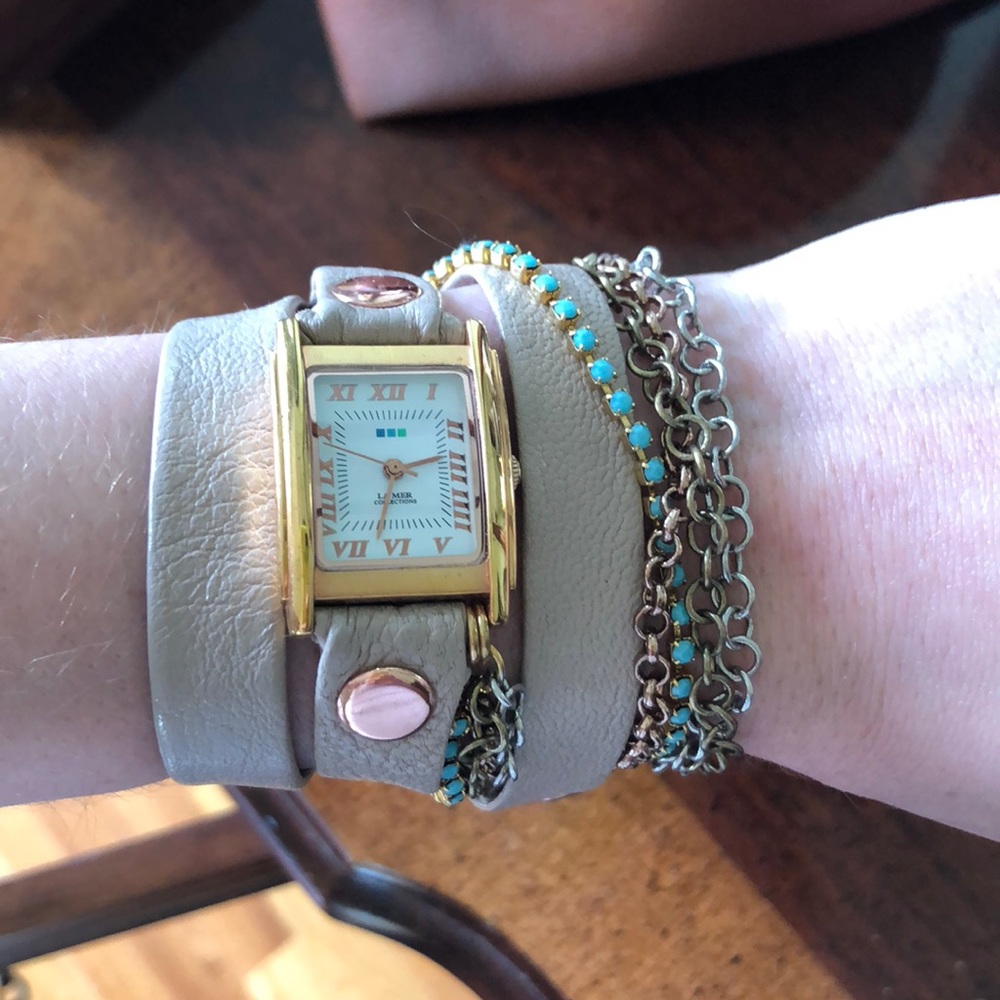 LA MER Triple Wrap Chain & Crystal Watch
